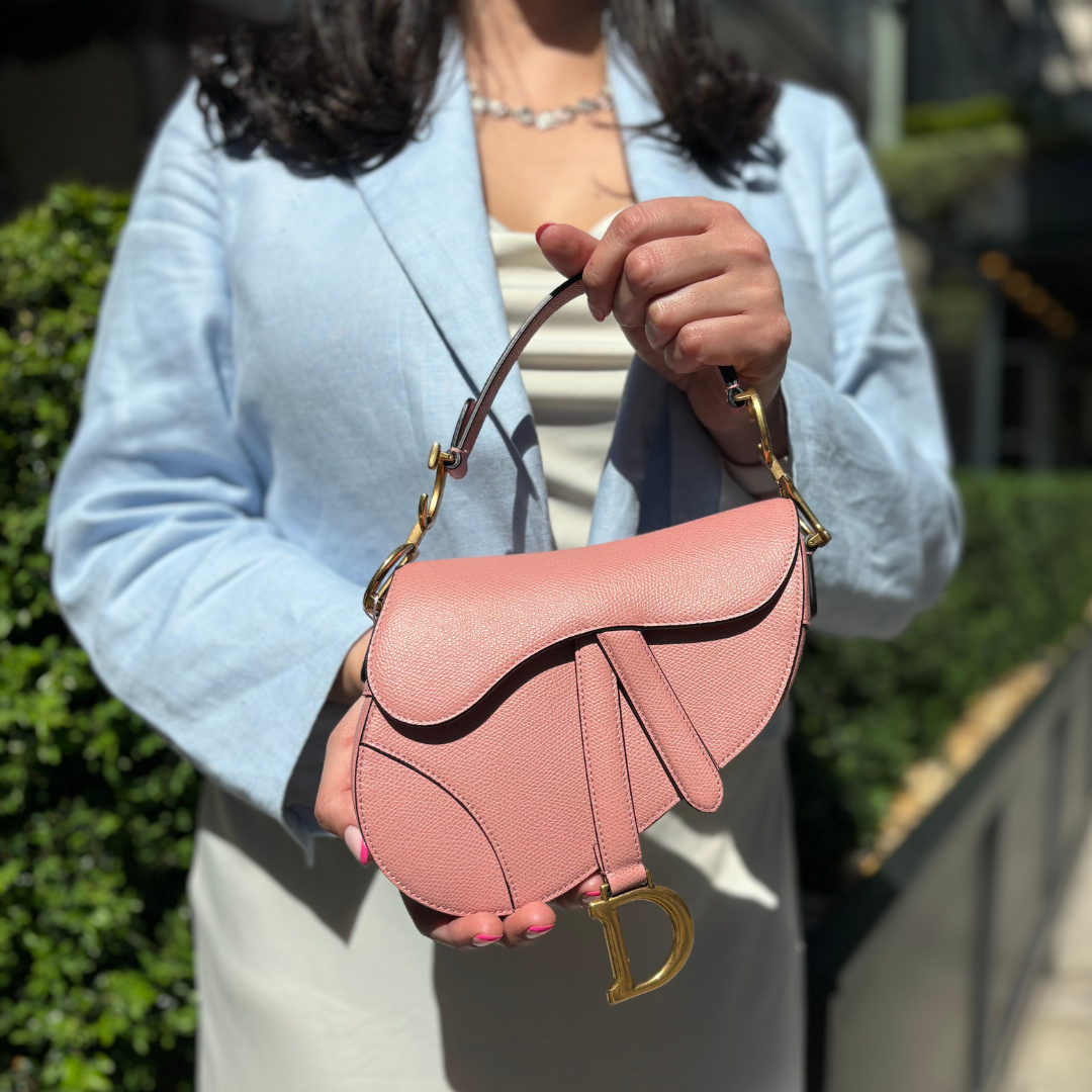 Dior Pink Leather Mini Saddle Bag GH