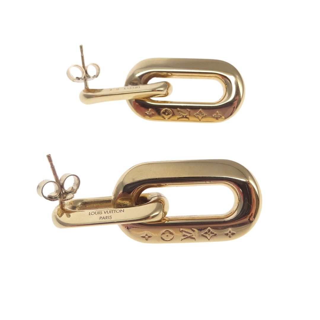 Louis Vuitton LV Edge Double Earrings Gold Tone RRP €520