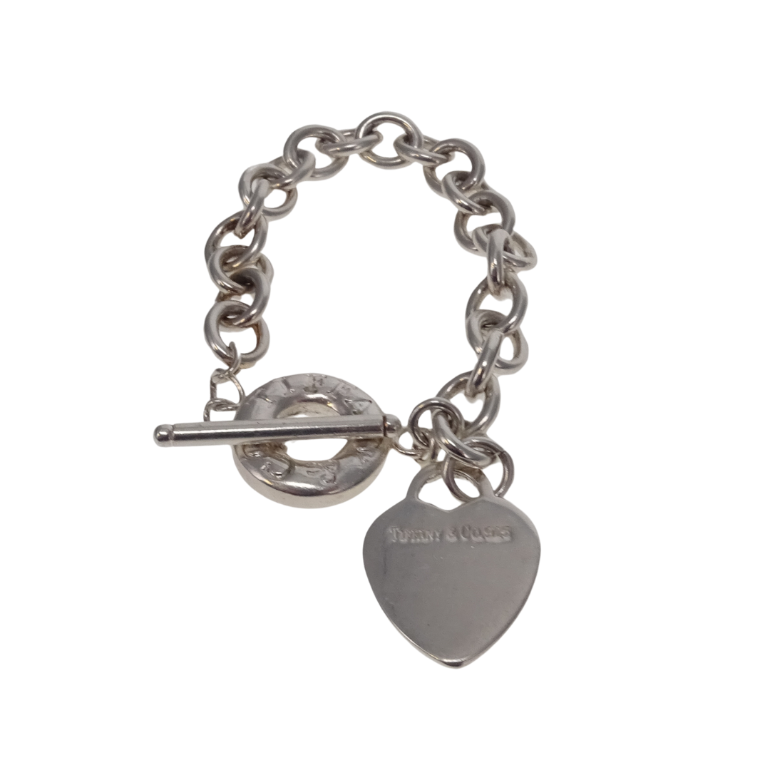 Tiffany & Co Sterling Silver Toggle Heart Charm Bracelet