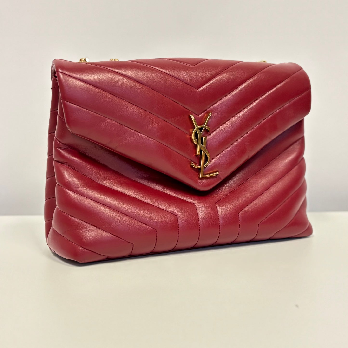 Saint Laurent Medium Loulou Red Matelasse Leather GHW