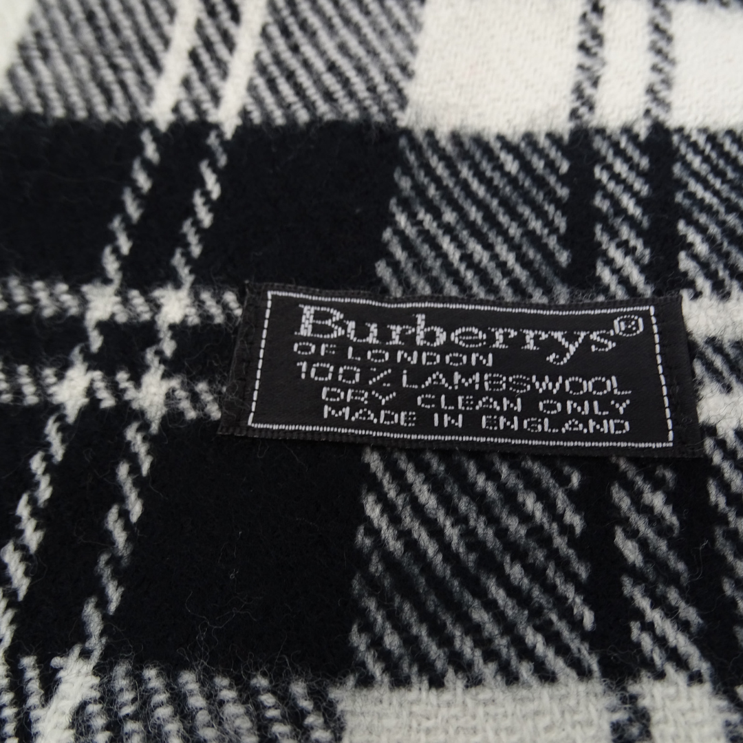 Burberry Black and White Check 100% Wool Vintage Scarf