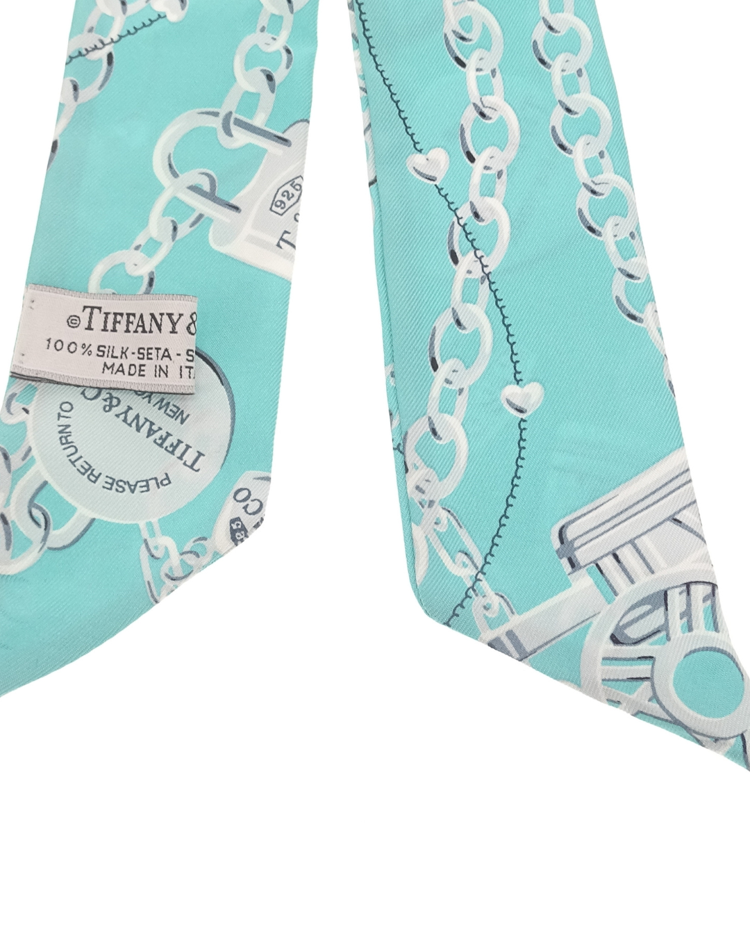 Tiffany & Co Tiffany Blue 100% Silk Classic Jewellery Printed Twilly