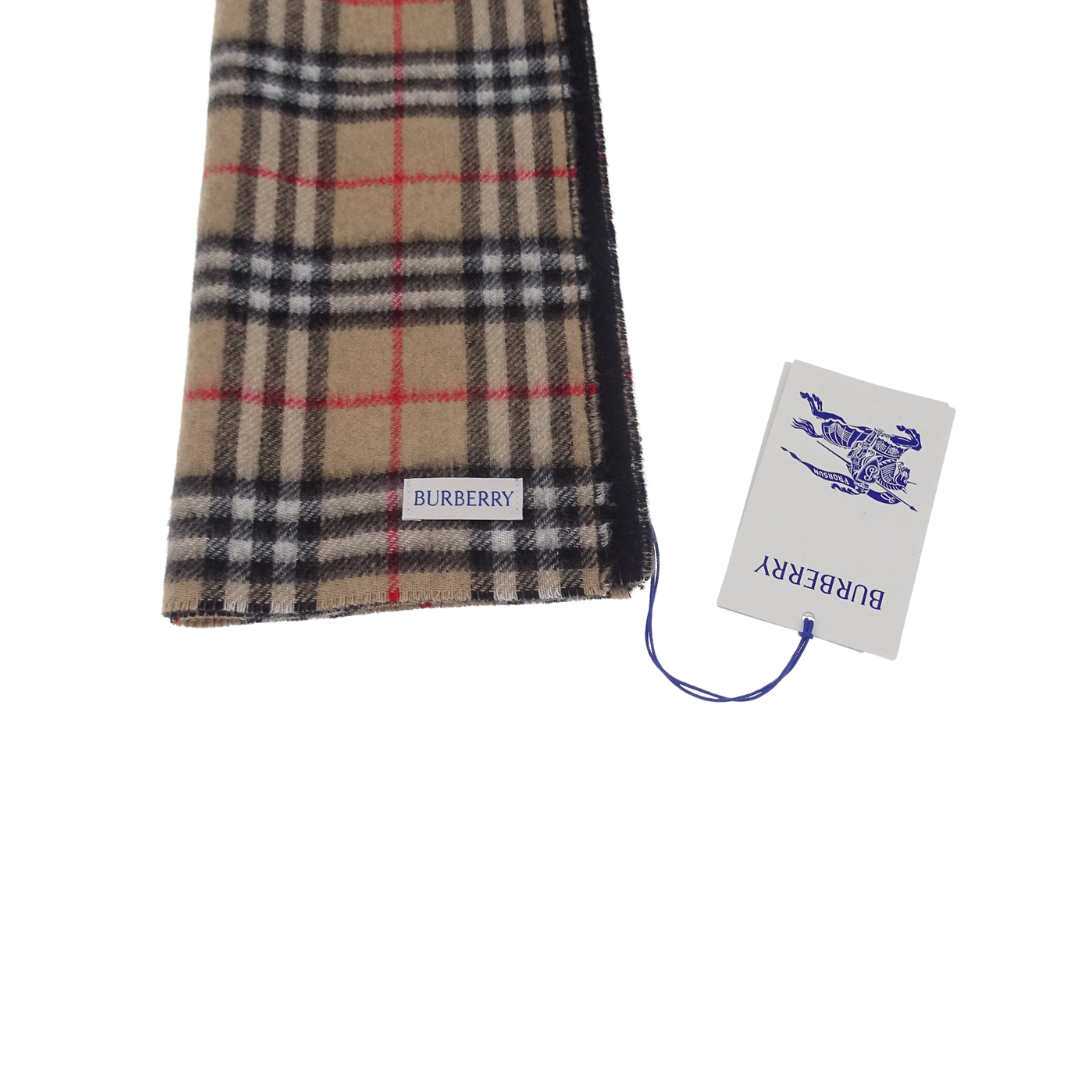 Burberry Check and Black 100% Cashmere Scarf