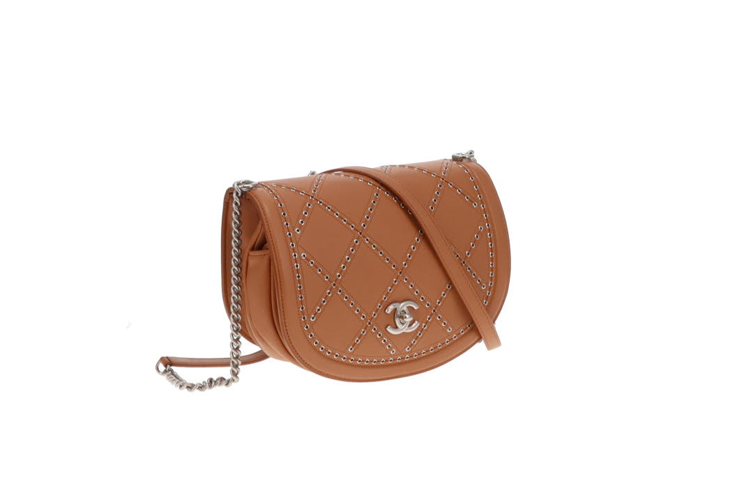 Chanel Tan Calfskin Coco Eyelets Flap Bag 2018