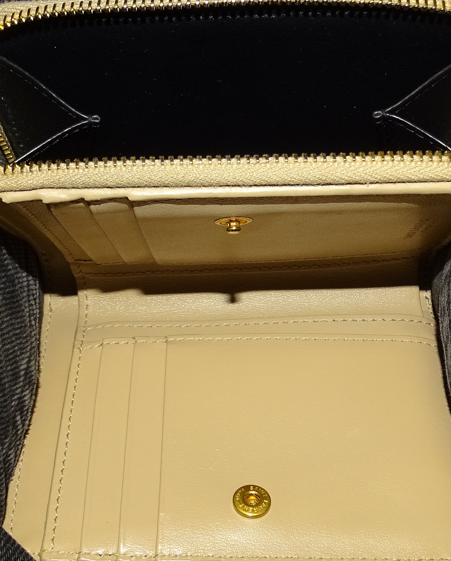 Saint Laurent Beige Chevron Compact Wallet 2021