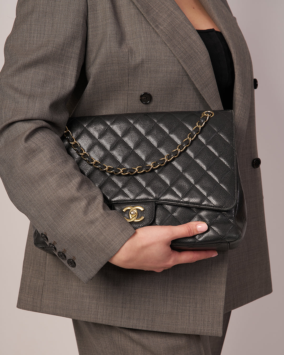 Chanel Vintage Caviar Single Flap Maxi Classic