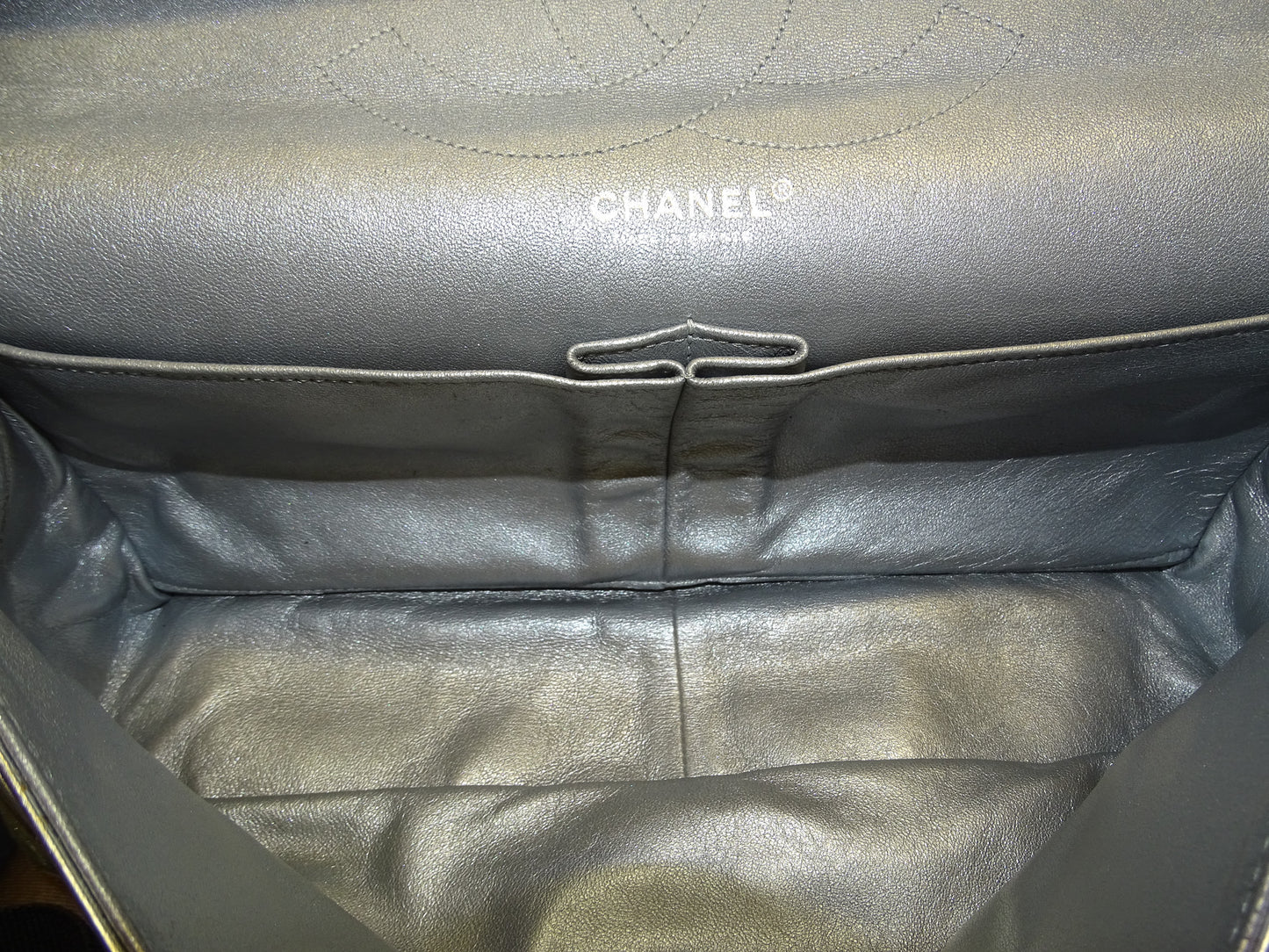 Chanel Silver Metallic Aged Calfskin 2.55 Reissue 228 Maxi Double Flap 2006/08