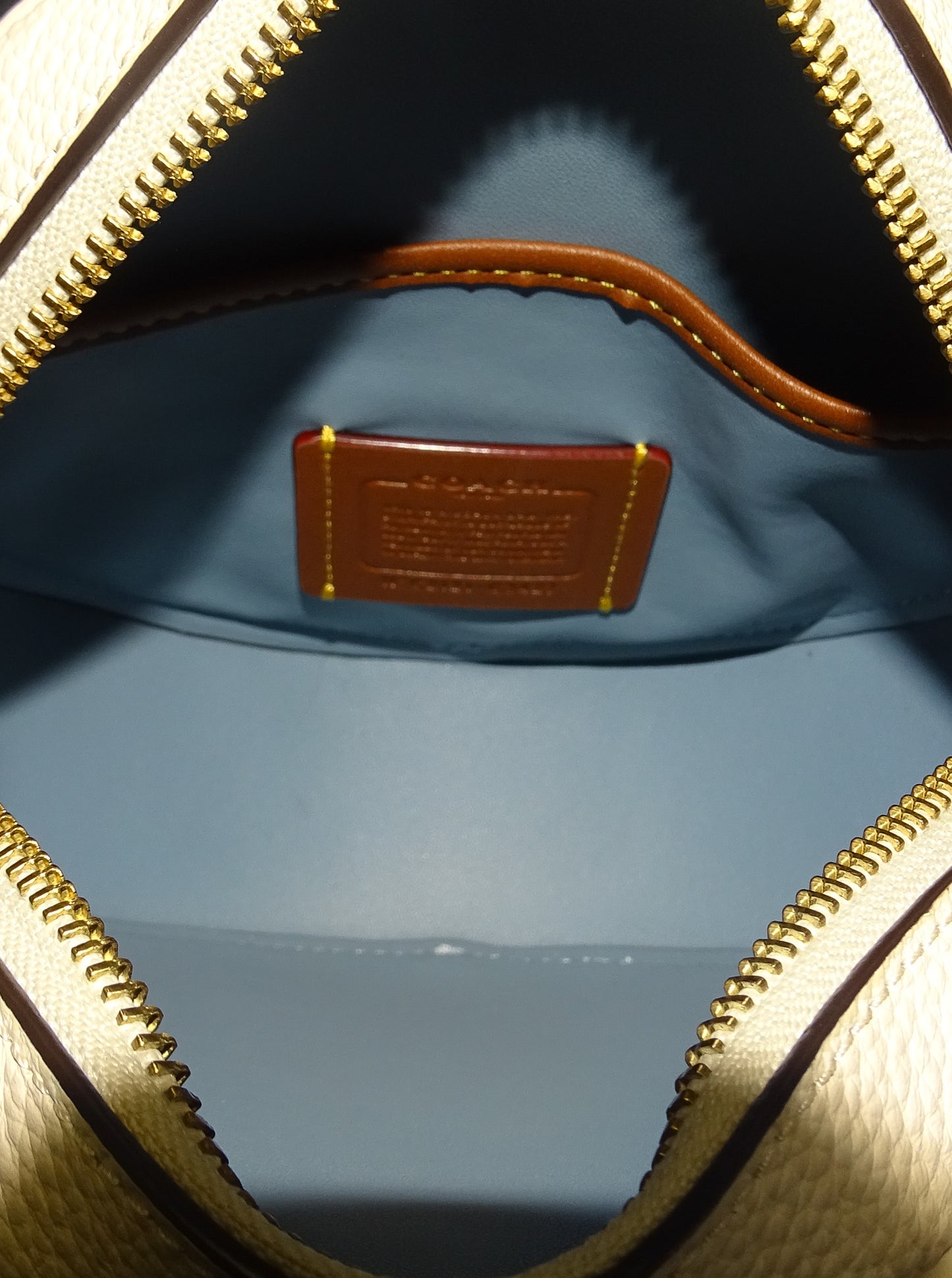 Coach Chalk Kia Circle Bag with Blue Glitter Strap