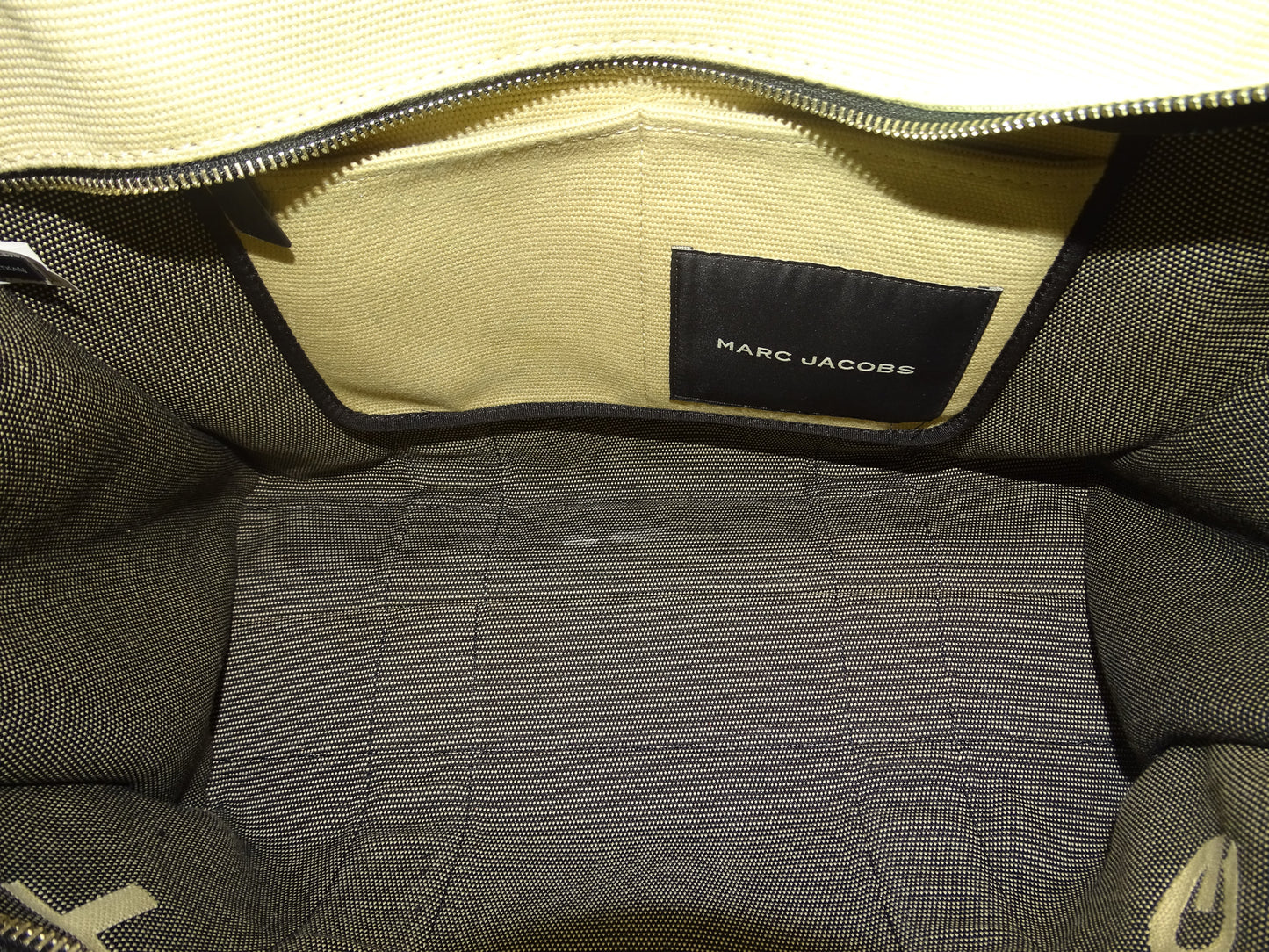 Marc Jacobs Beige and Black Logo The Large Tote Bag