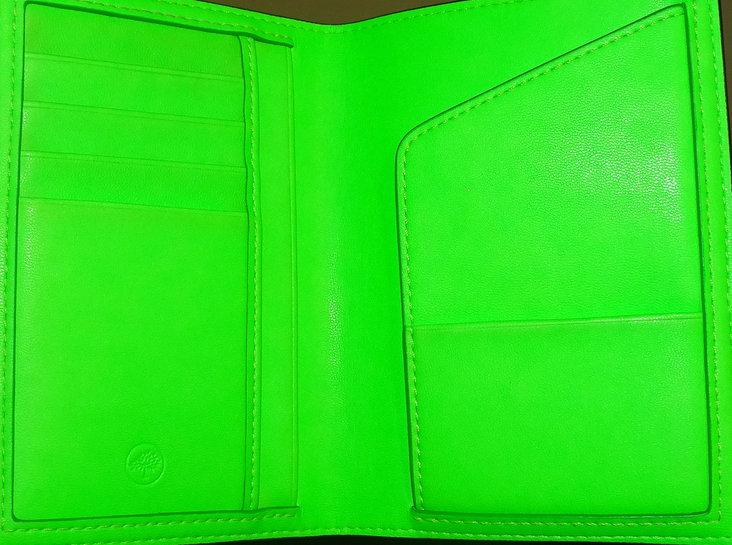 Mulberry Passport Wallet Olive & Neon Green