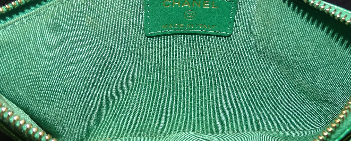 Chanel Emerald Green Caviar Long Coin Card & Note Wallet