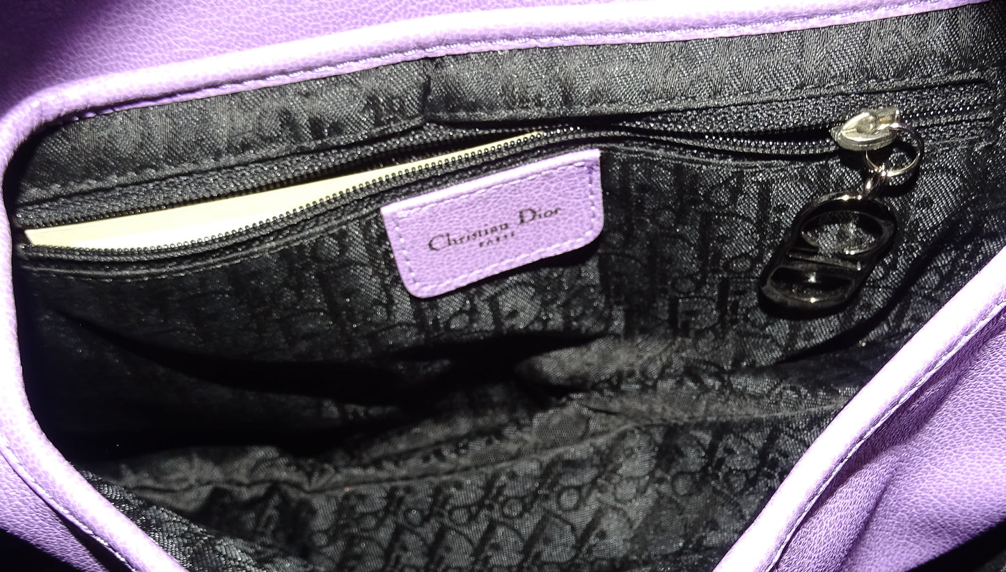 Dior Purple Leather SHW Vintage Saddle Bag 2004