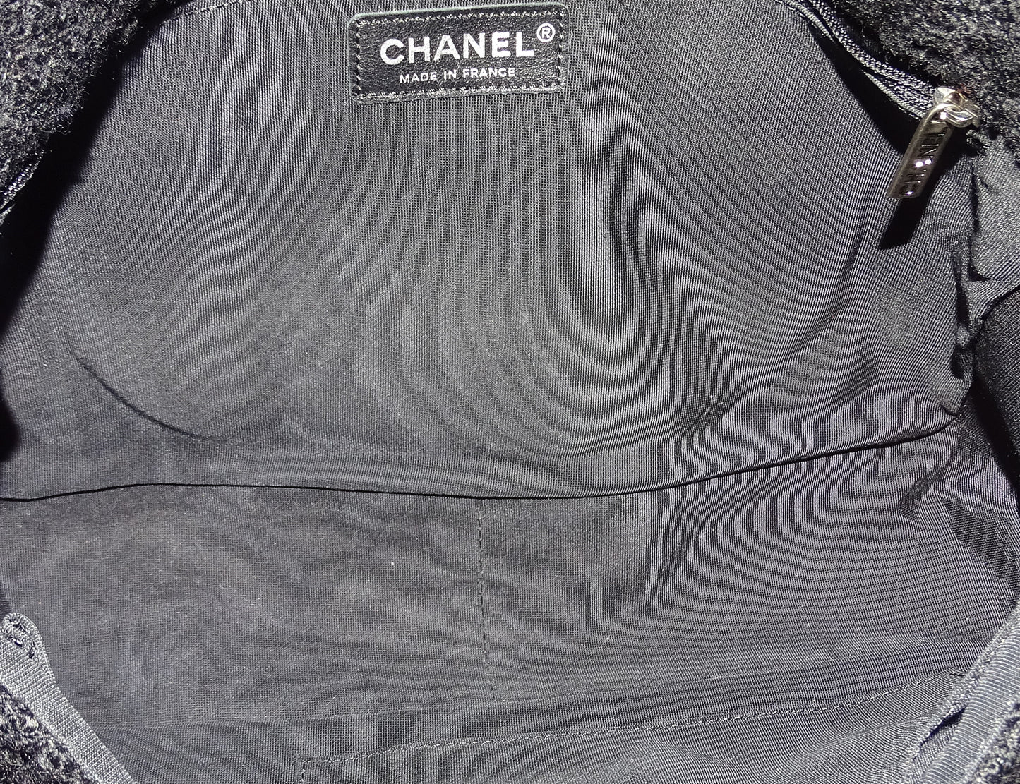 Chanel Black Wool Mademoiselle Jumbo Flap Bag with Leather Strap 2009/10