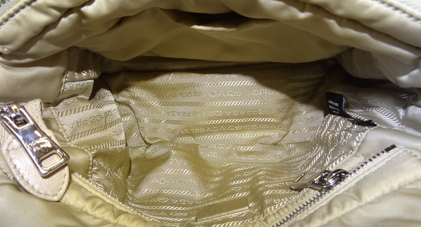 Prada Beige Quilted ReNylon Re-Edition Flap Bag