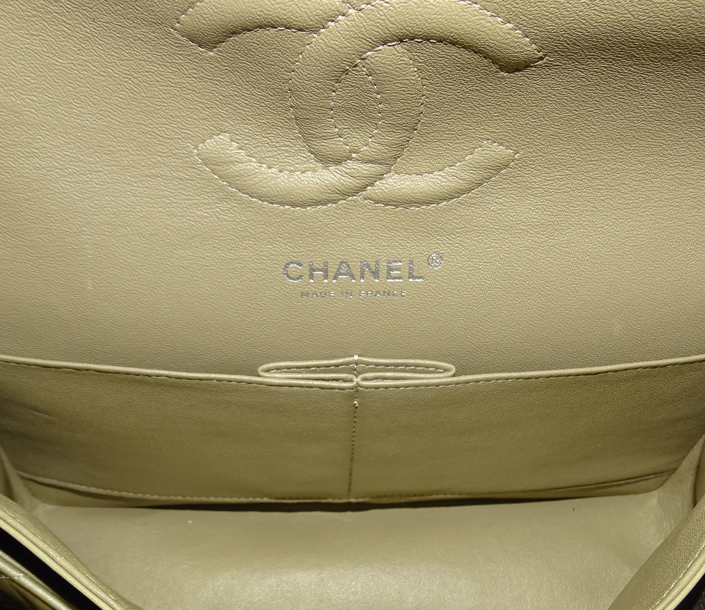 Chanel Metallic Sage Green Patent Classic Medium Double Flap Bag 2012/13