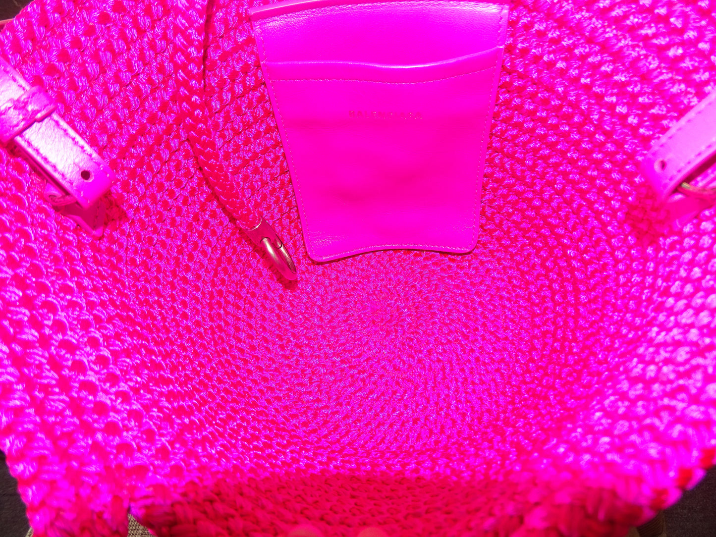 Balenciaga Hot Pink Small Ibiza Woven Basket Bag