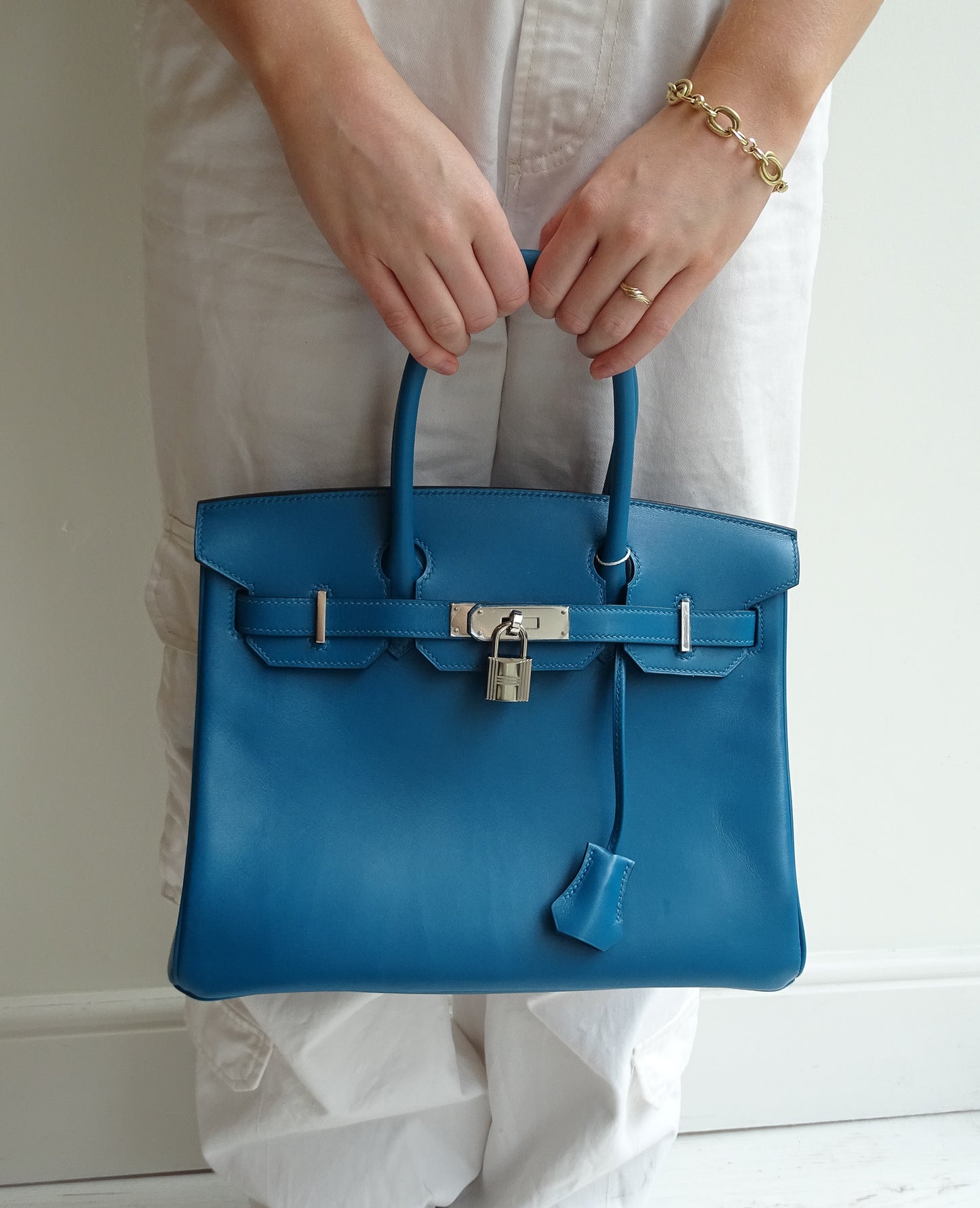 Hermes Bleu Izmir Tadelakt Leather Birkin 30 2018 (C no shape)