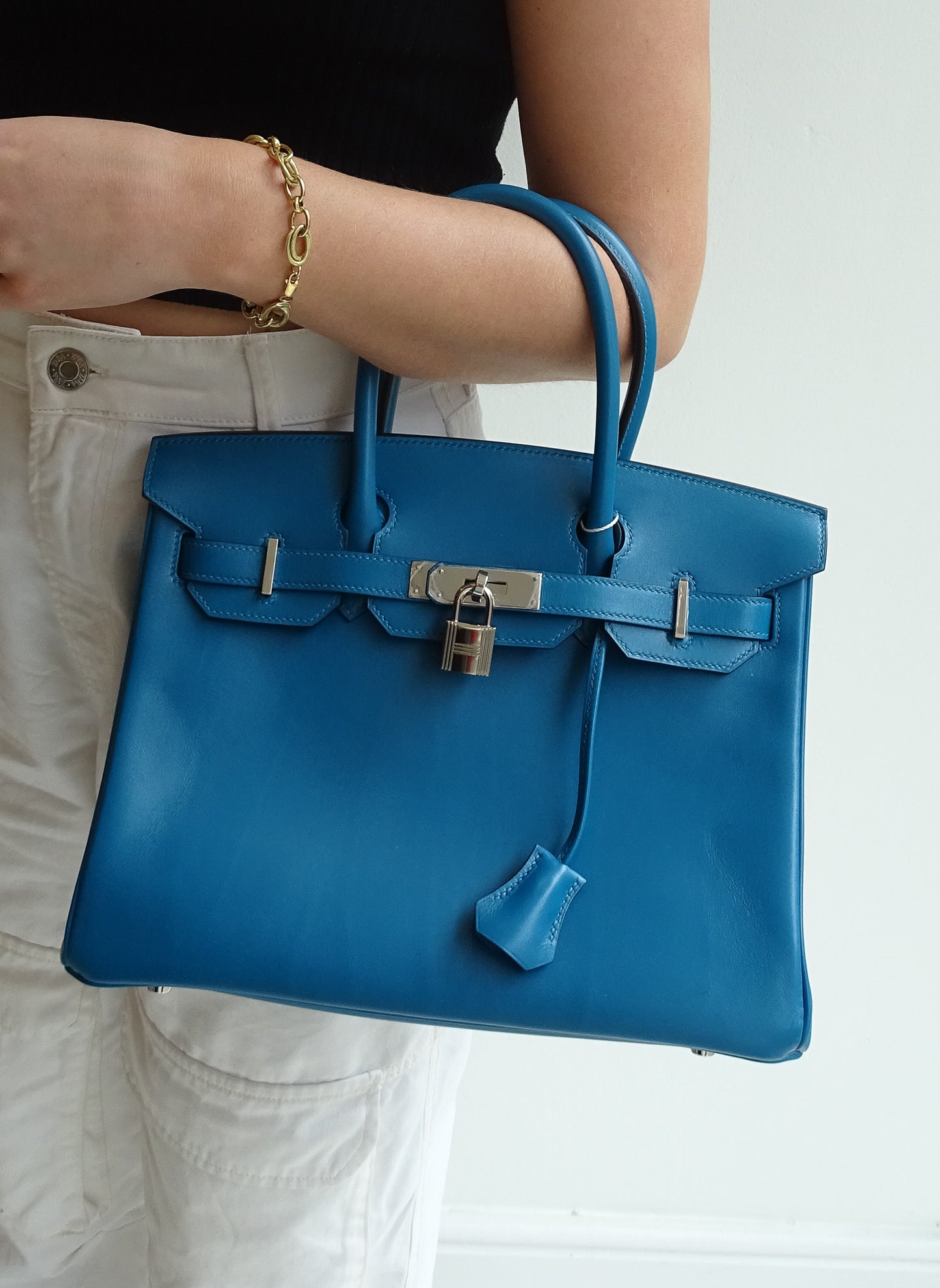 Hermes Bleu Izmir Tadelakt Leather Birkin 30 2018 (C no shape)