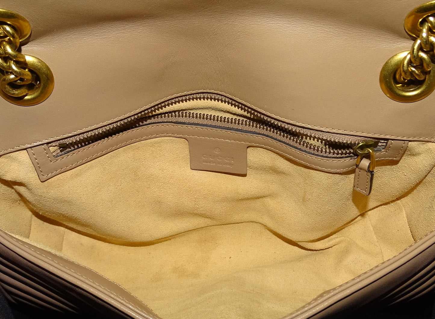 Gucci Taupe Leather Small Marmont Flap Bag