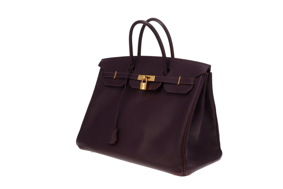 Hermes Epsom Leather Birkin 40 Raisin GH 2007