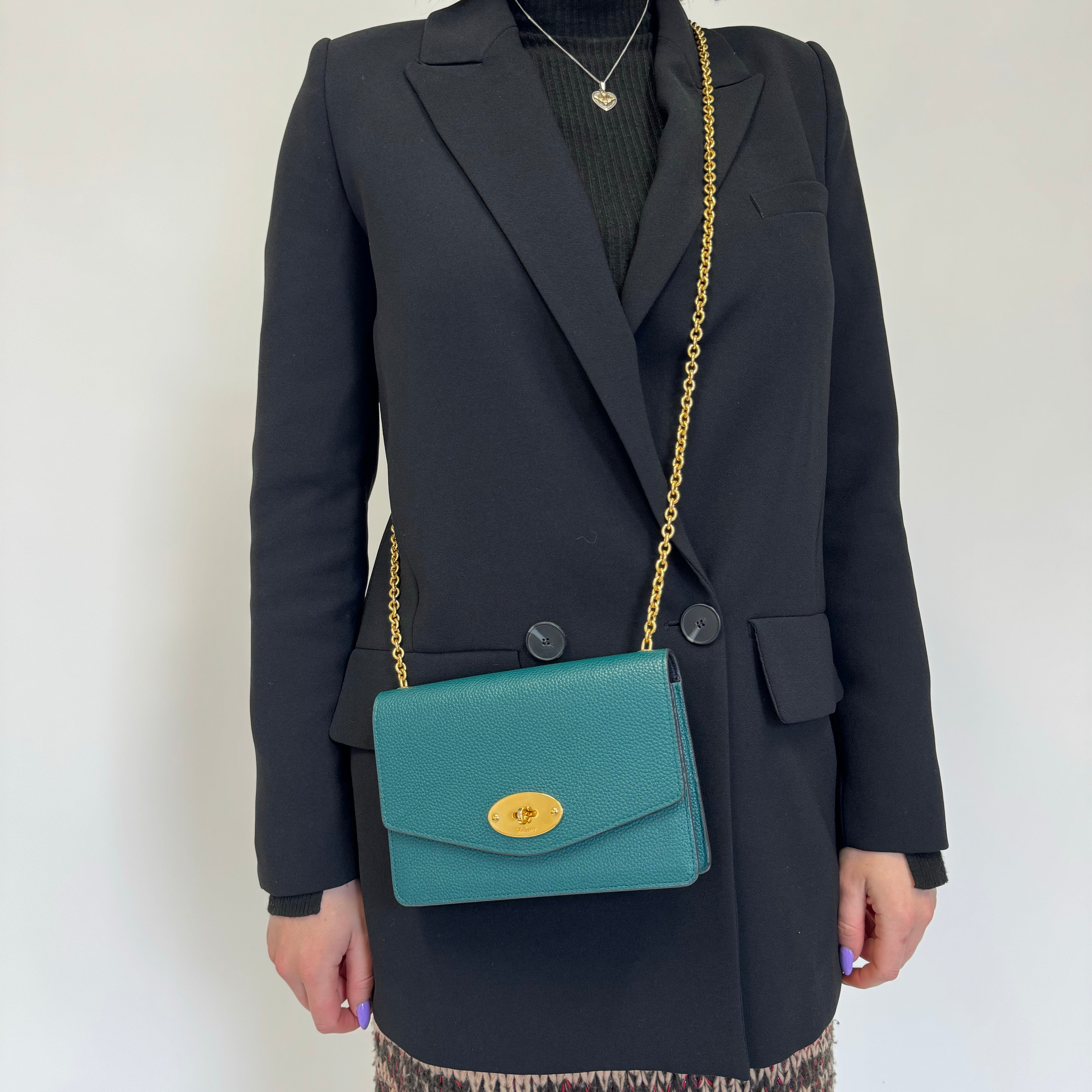 Mulberry Billie Small Classic Grain Leather Cross Body Bag, Mulberry Green  at John Lewis & Partners