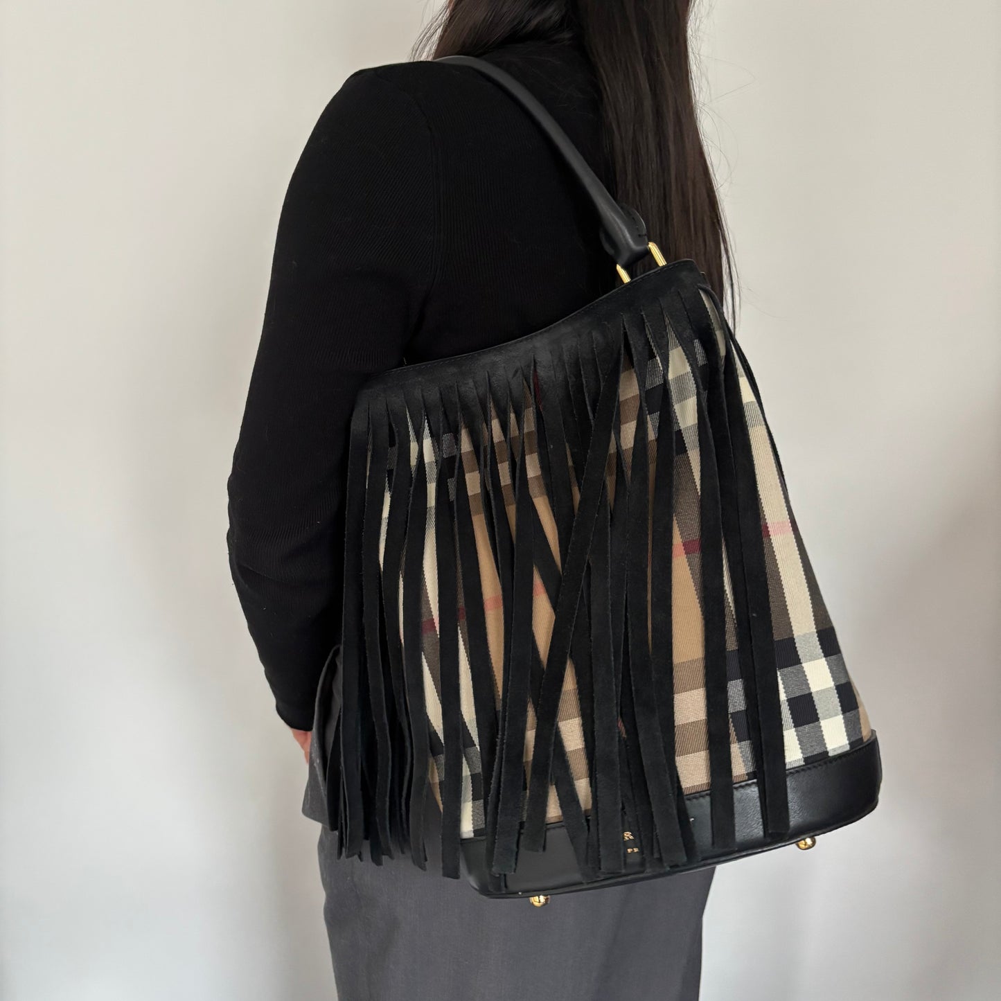 Burberry Prorsum Bucket Fringed Top Handle