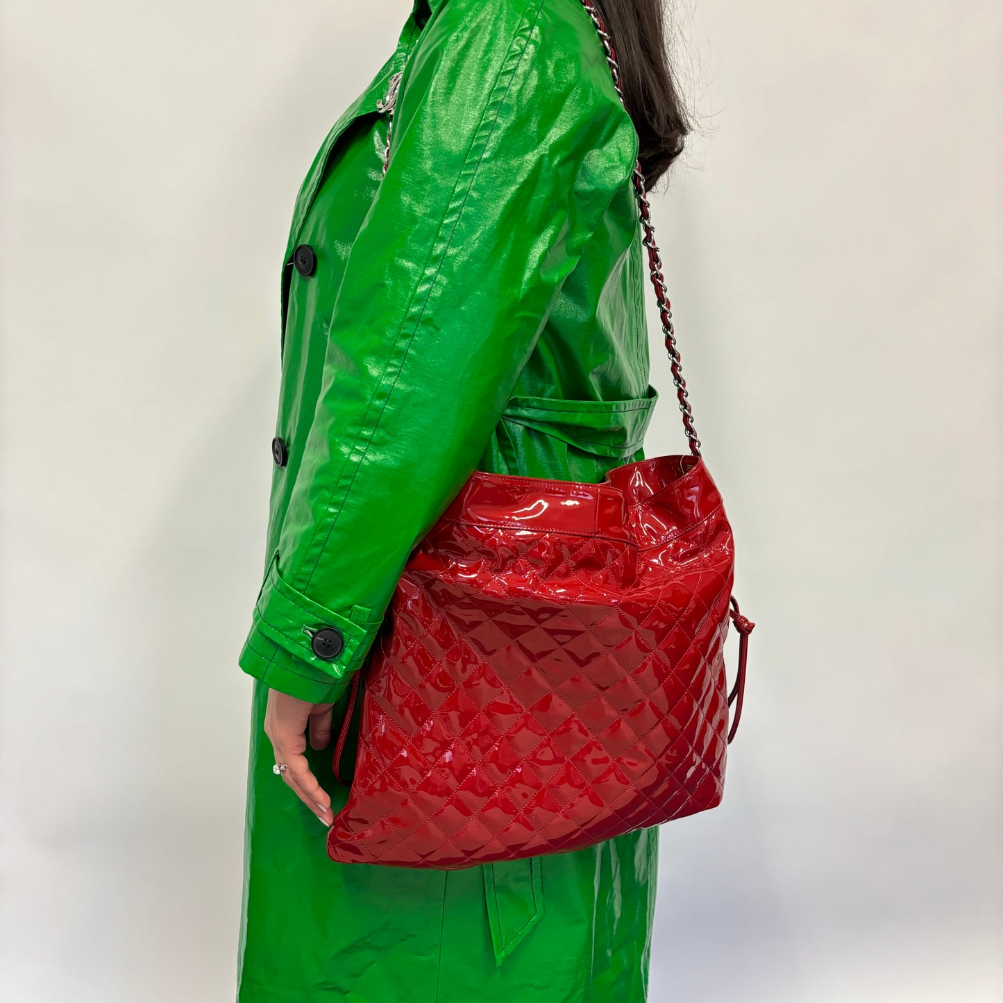 Chanel Red Patent Leather Bonbons Drawstring Tote 31 2009/10