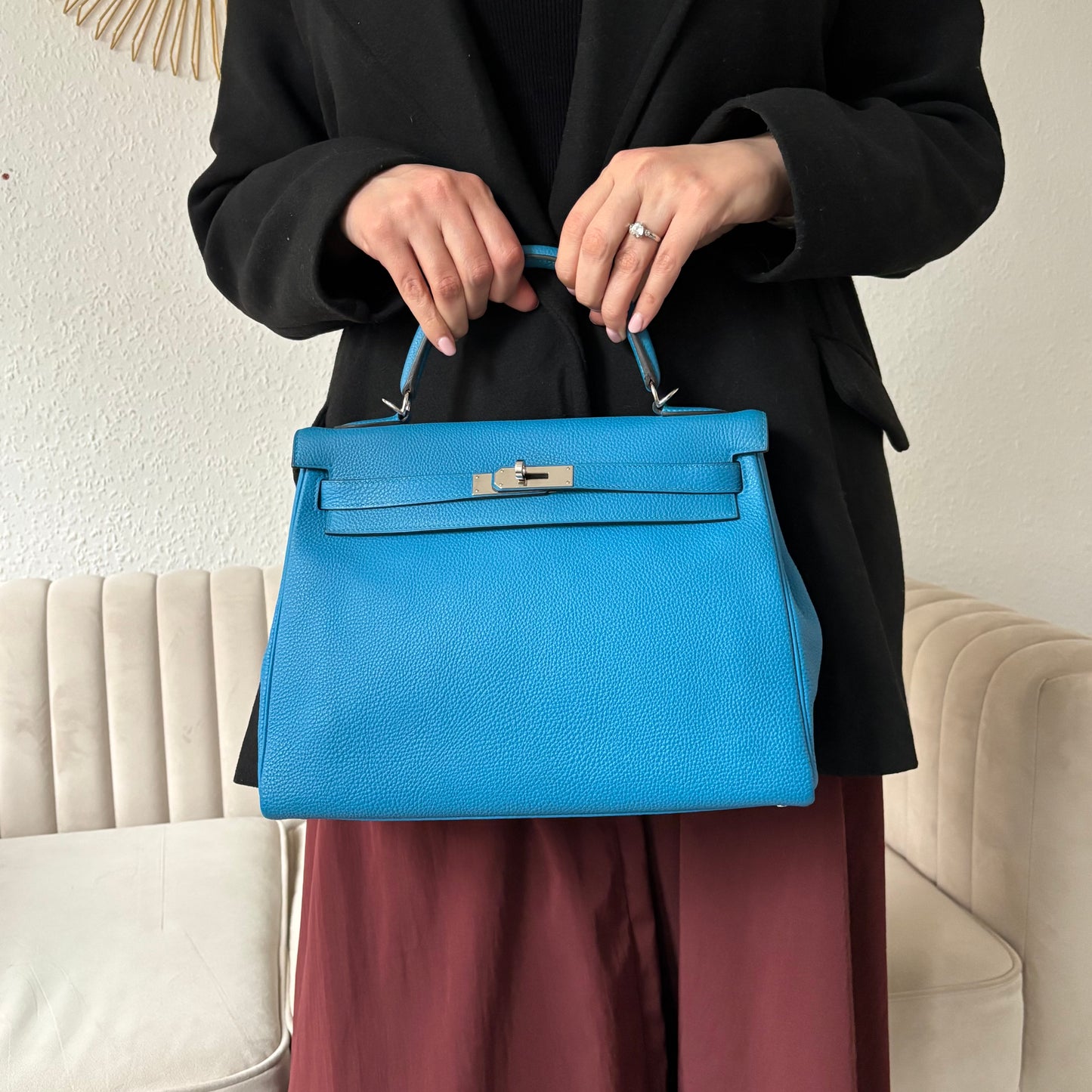 Hermes Bleu Zanzibar Togo Leather Kelly 32cm 2017