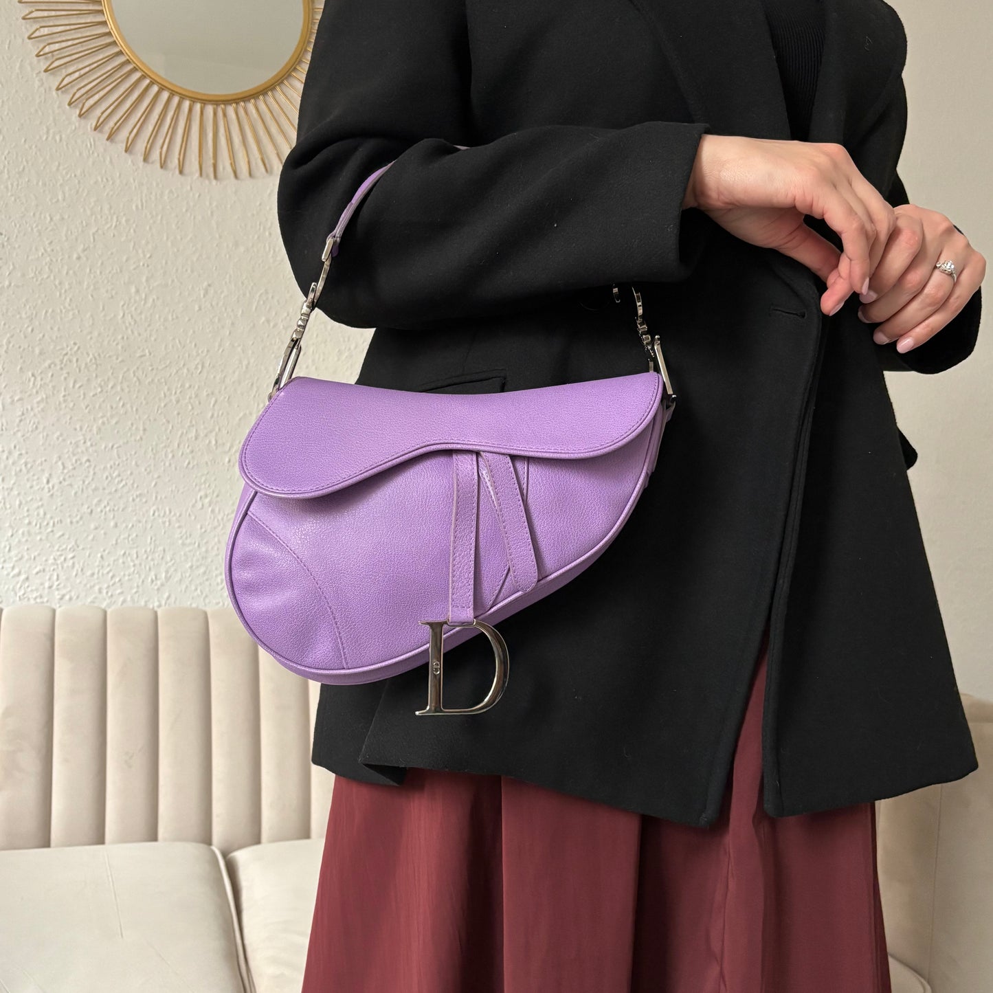 Dior Purple Leather SHW Vintage Saddle Bag 2004