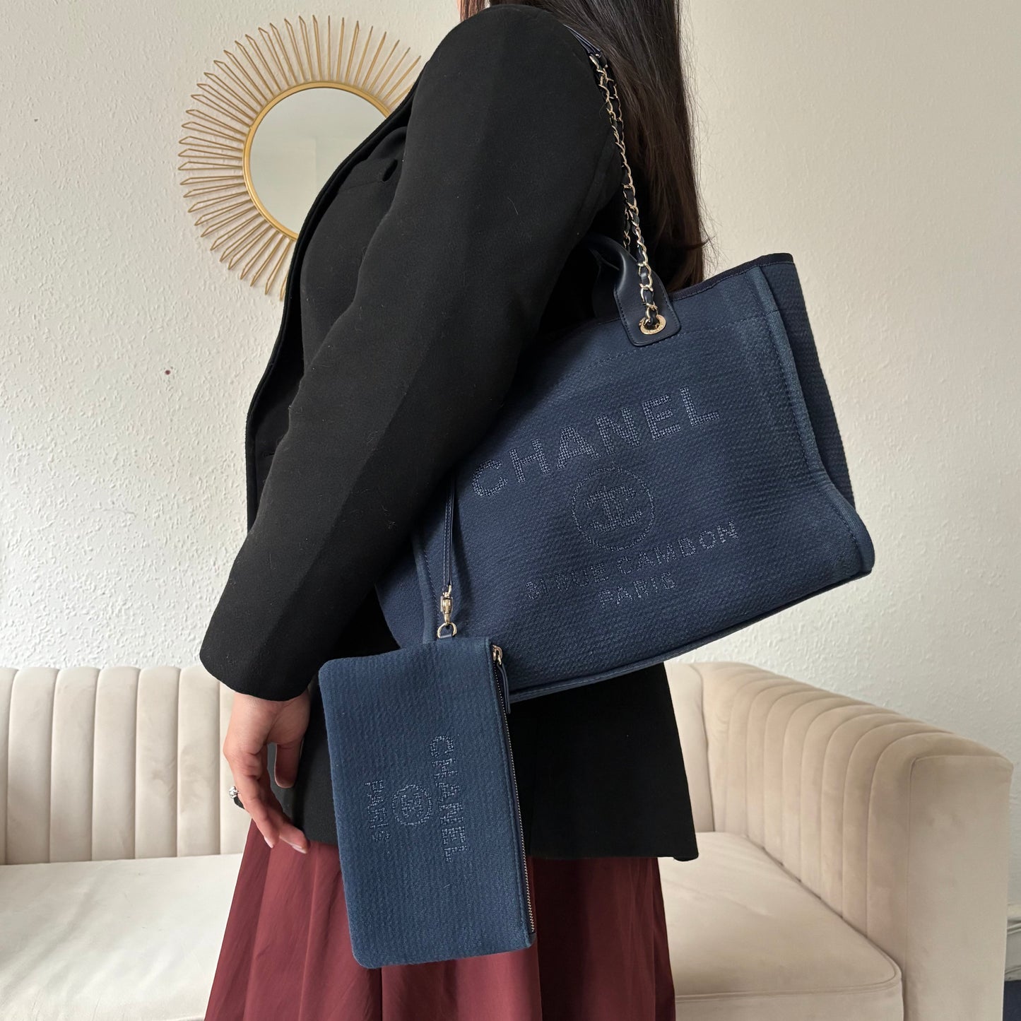 Chanel Navy Blue Small Deauville Tote 2022