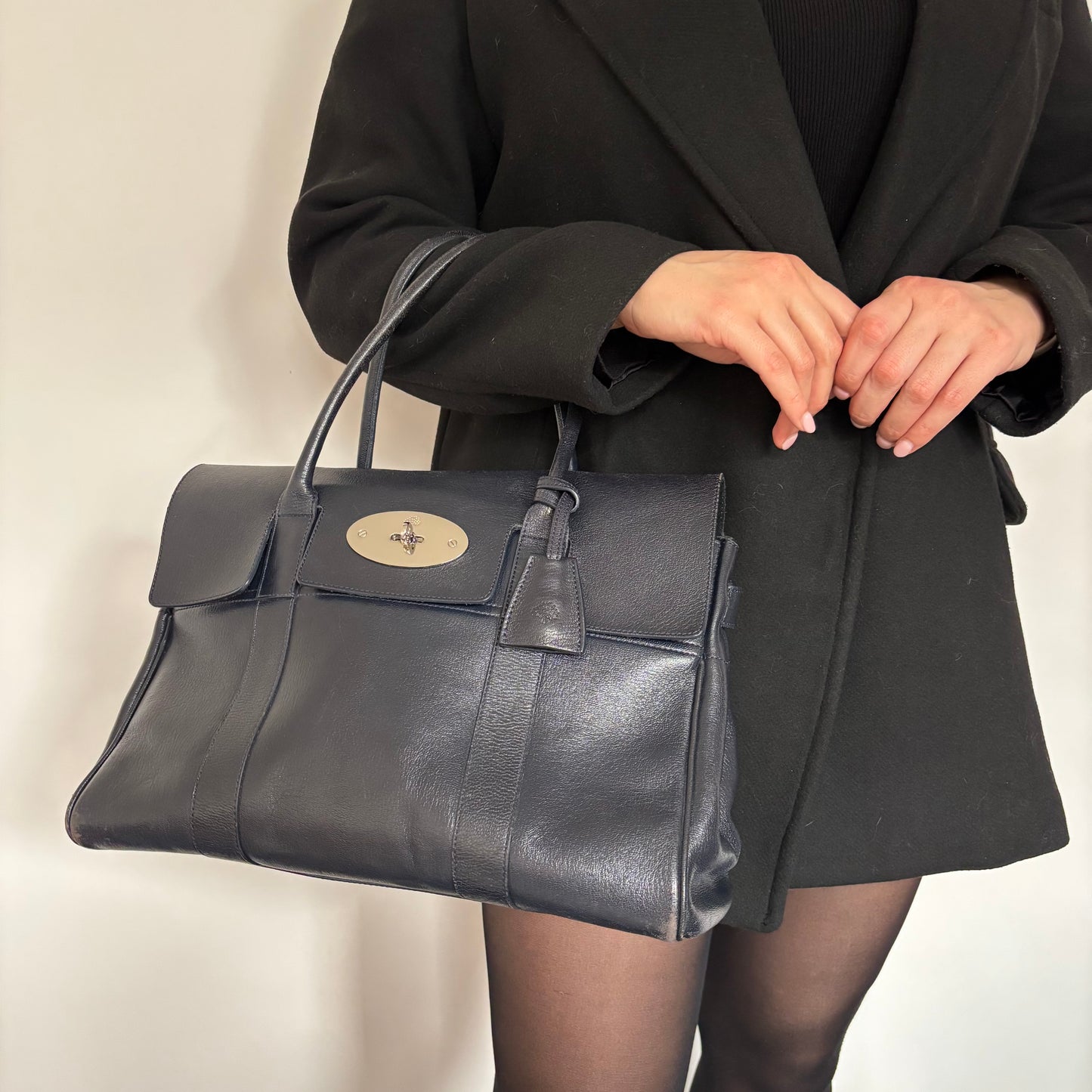 Mulberry Navy SHW Classic Bayswater