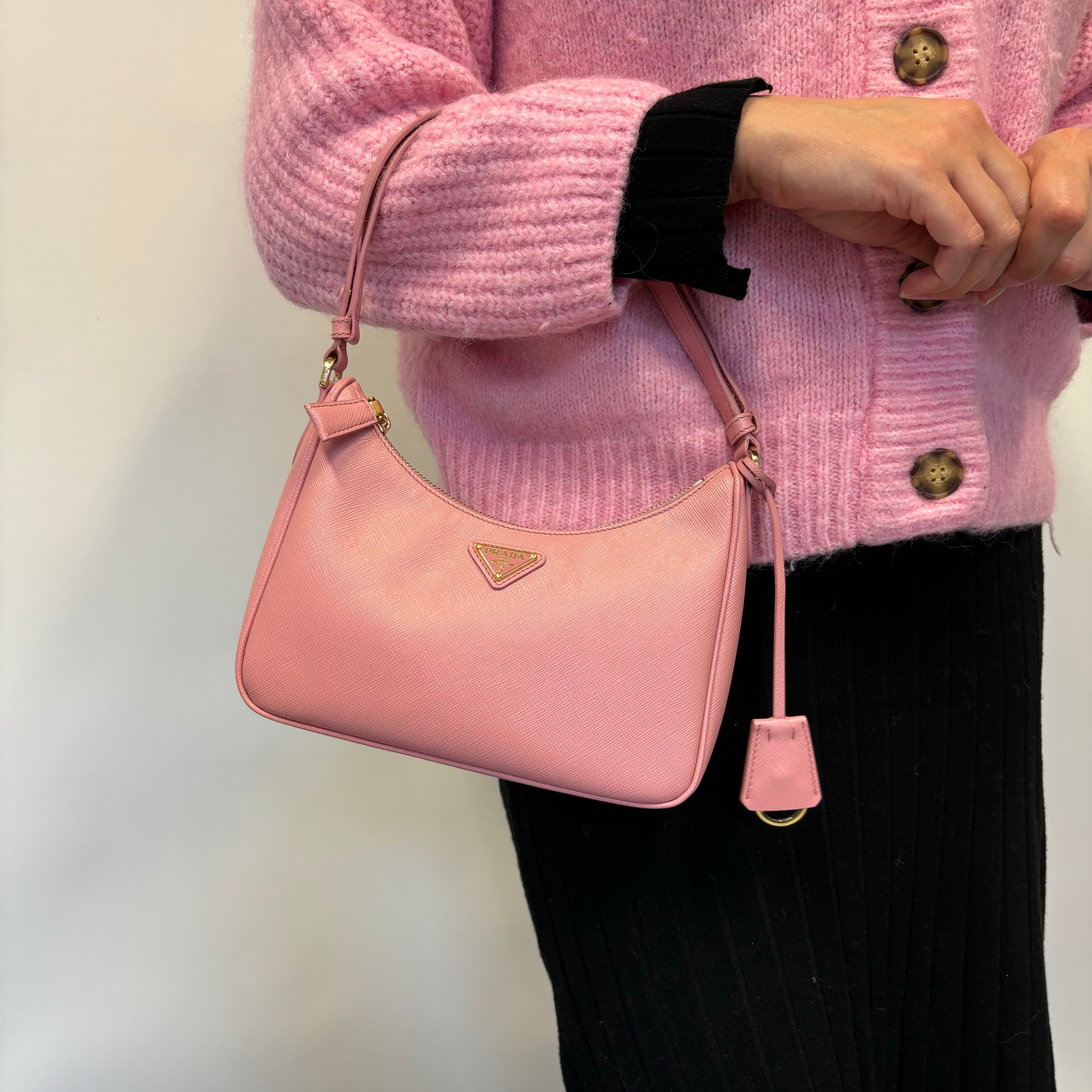 Prada Petal Pink Re Edition Saffiano Leather Mini Bag