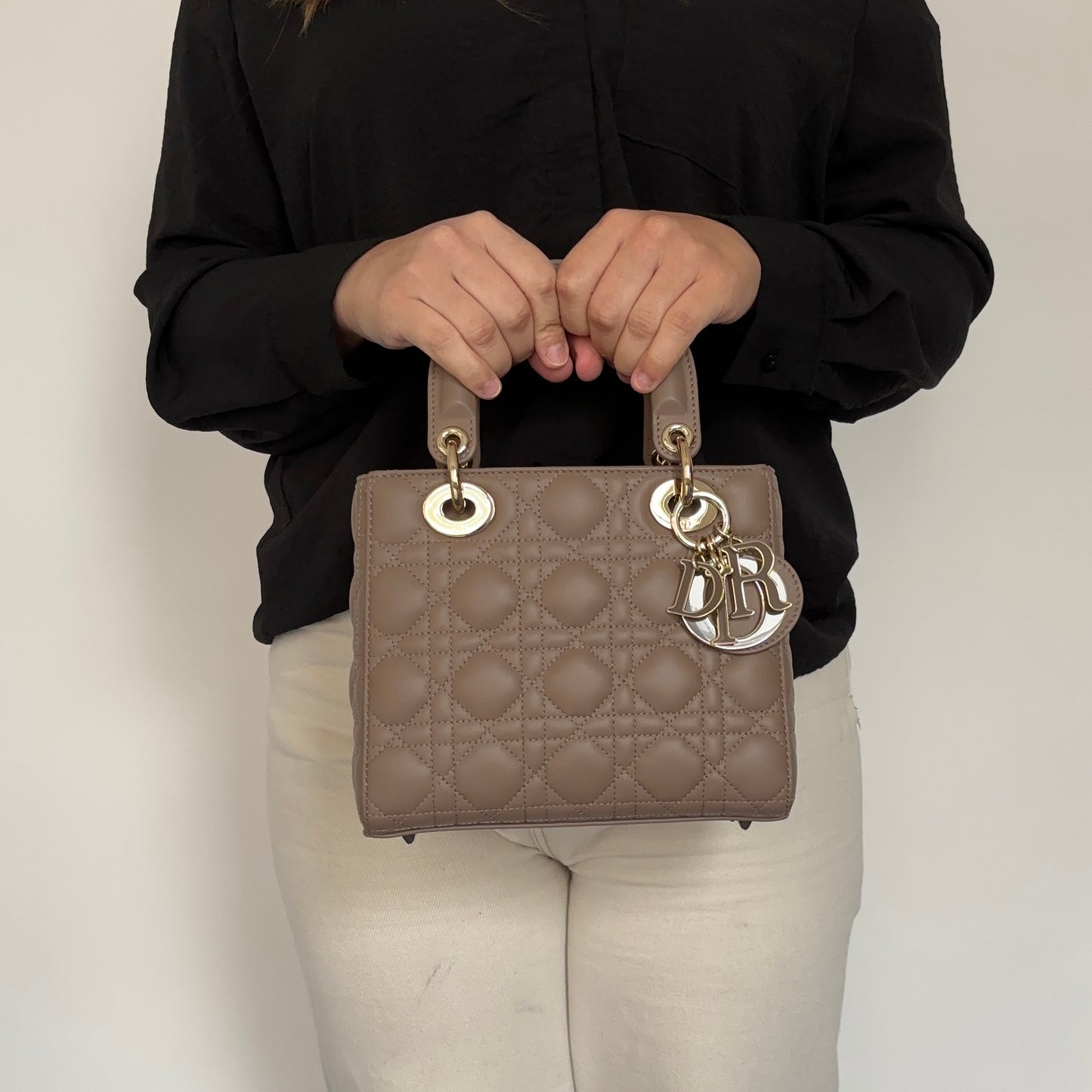 Dior Lambskin My Abc Lady Dior Small With Gold Hardware Taupe