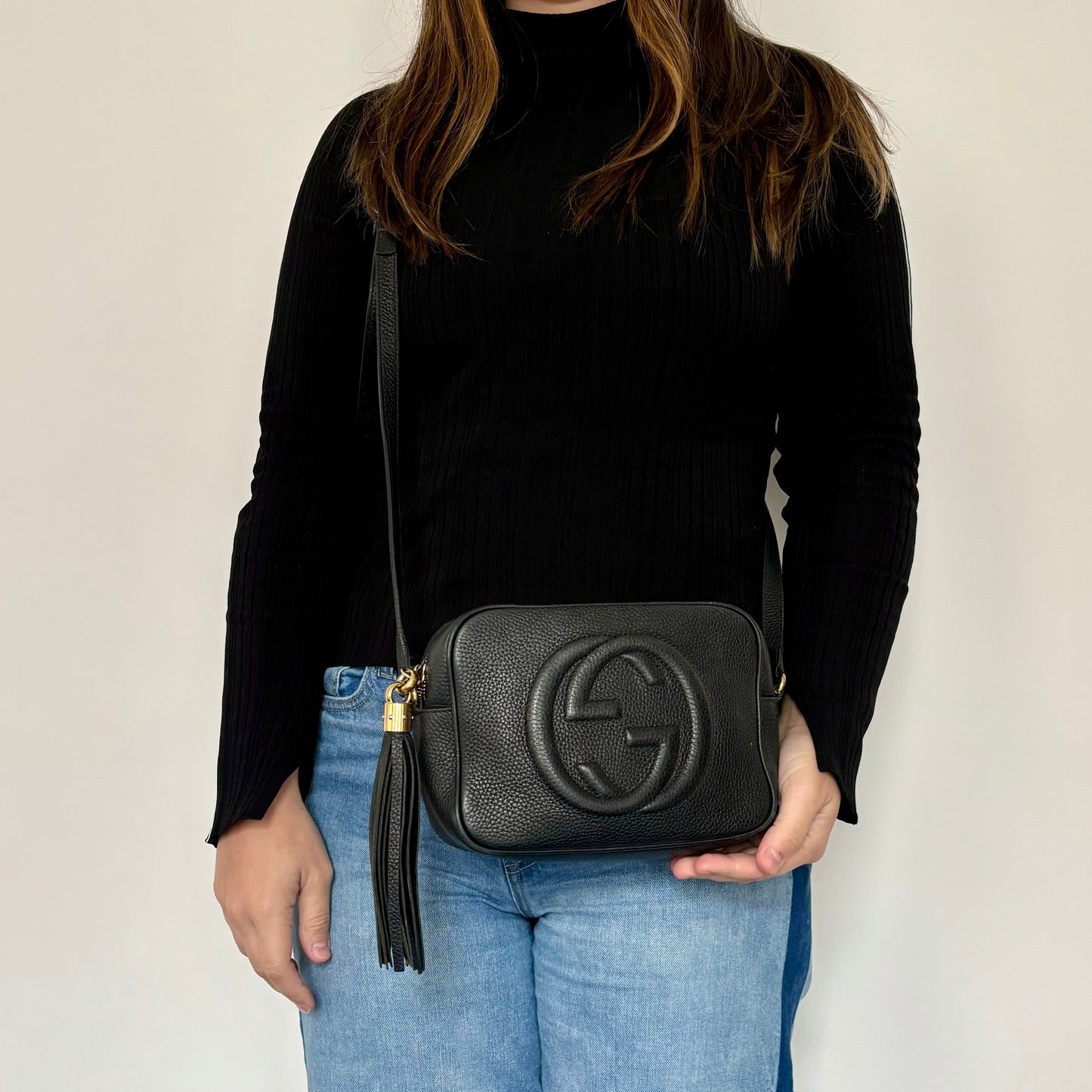 Gucci Black Leather Soho Disco Crossbody Camera Bag