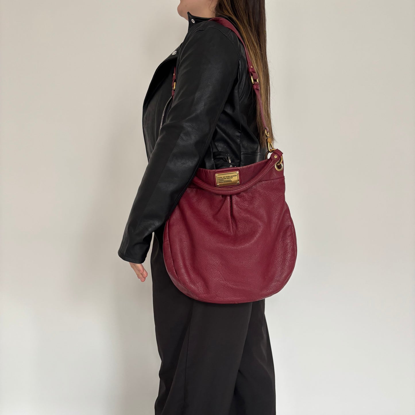 Marc Jacobs Deep Red Leather Q Hillier Hobo