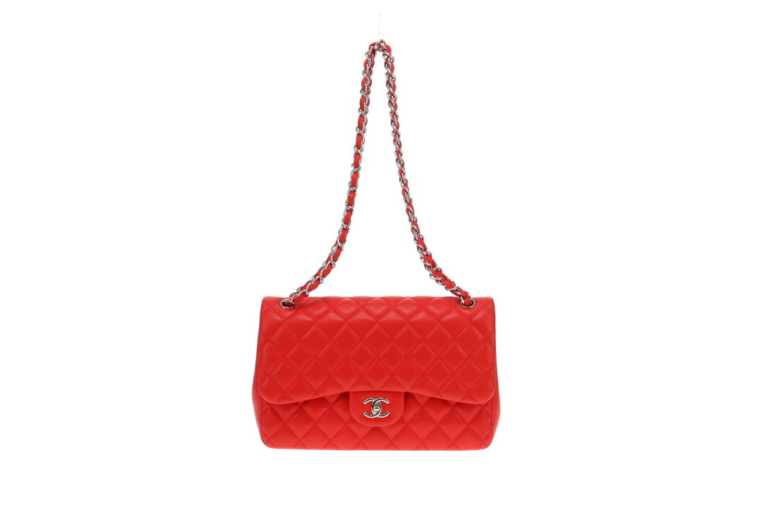 Chanel red lambskin bag sale