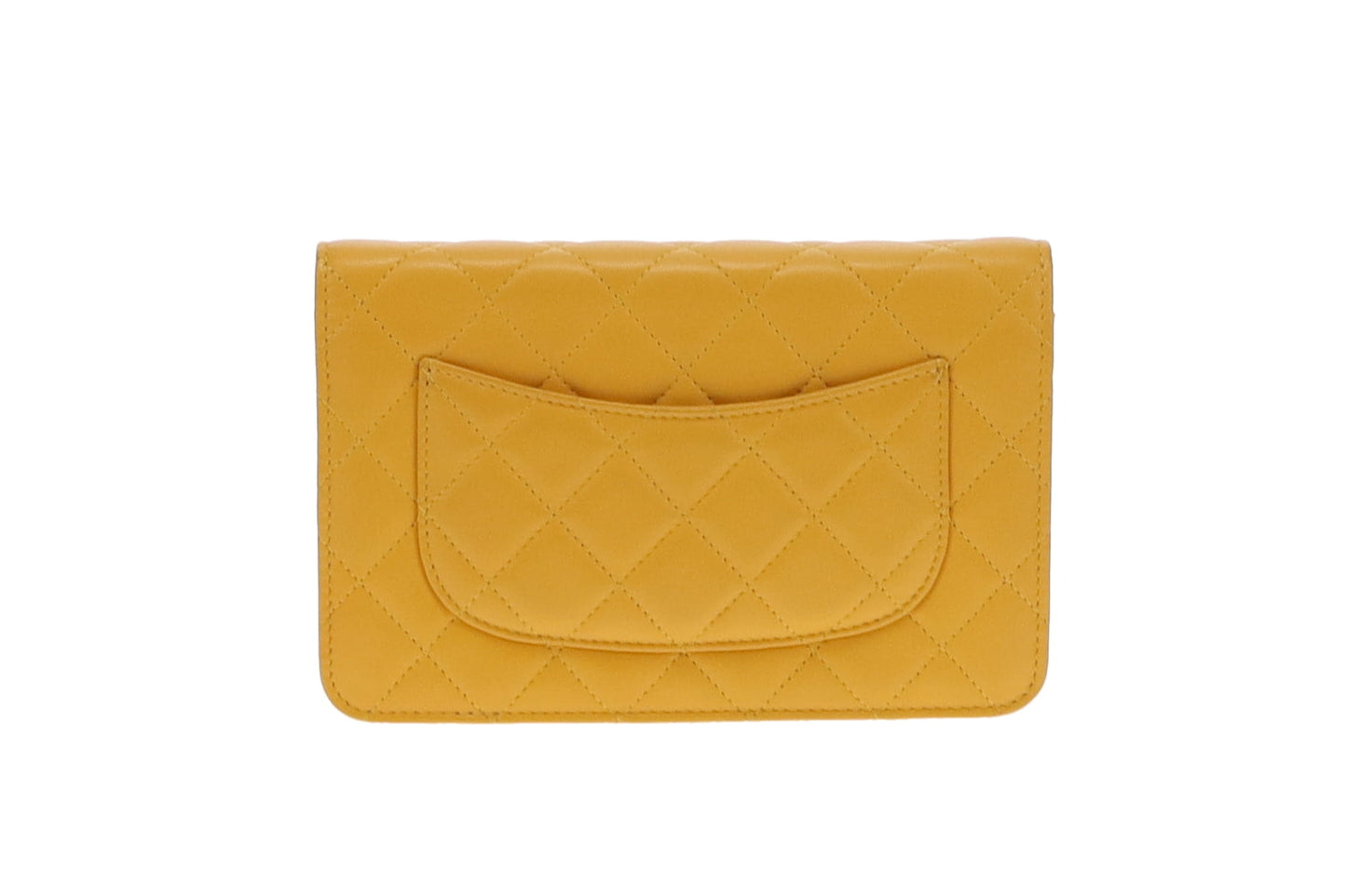 Chanel Yellow CC Quilted Lambskin Wallet On Chain