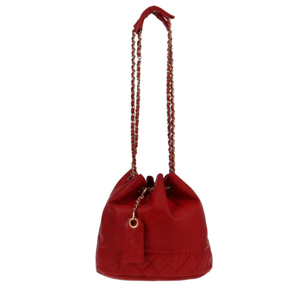 Chanel Vintage Bucket Drawstring Bag Red Designer Exchange Ltd