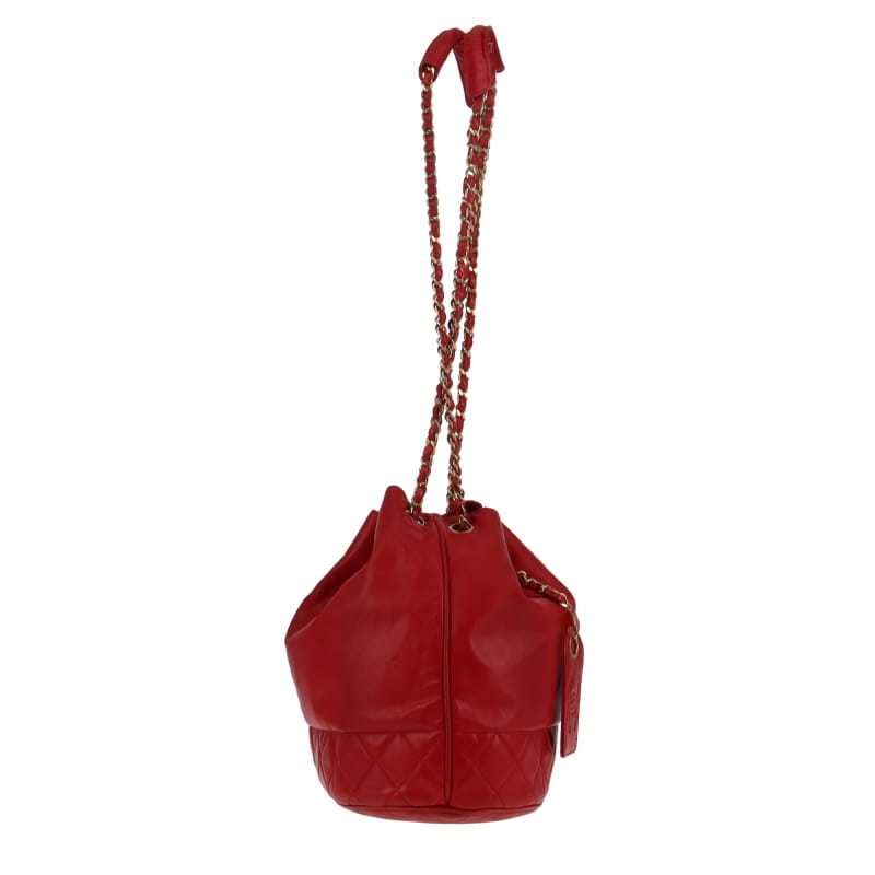 Chanel red 2025 drawstring bag