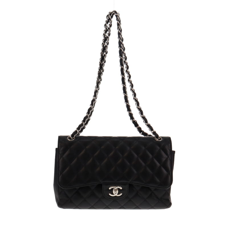 Chanel Jumbo Caviar Leather Classic Double Flap Silver Hardware 2010/11