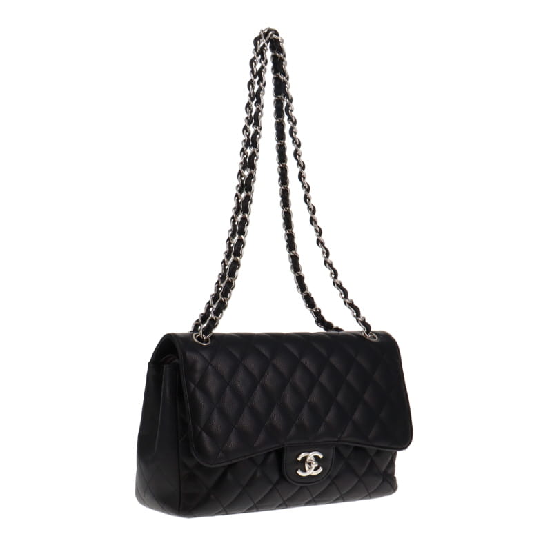 Chanel Jumbo Caviar Leather Classic Double Flap Silver Hardware 2010/11