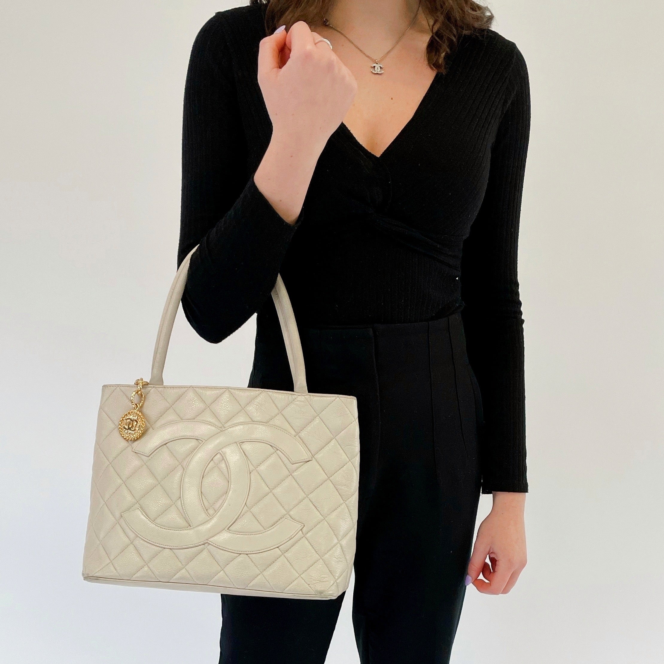 Chanel medallion tote quilted caviar new arrivals