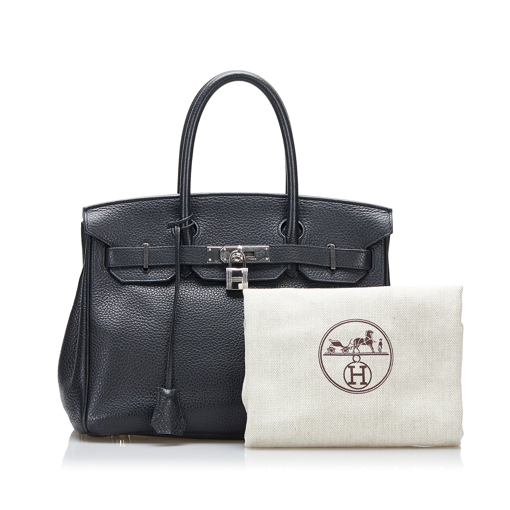 Hermes Birkin 35 Clemence Leather Tote Bag in Black